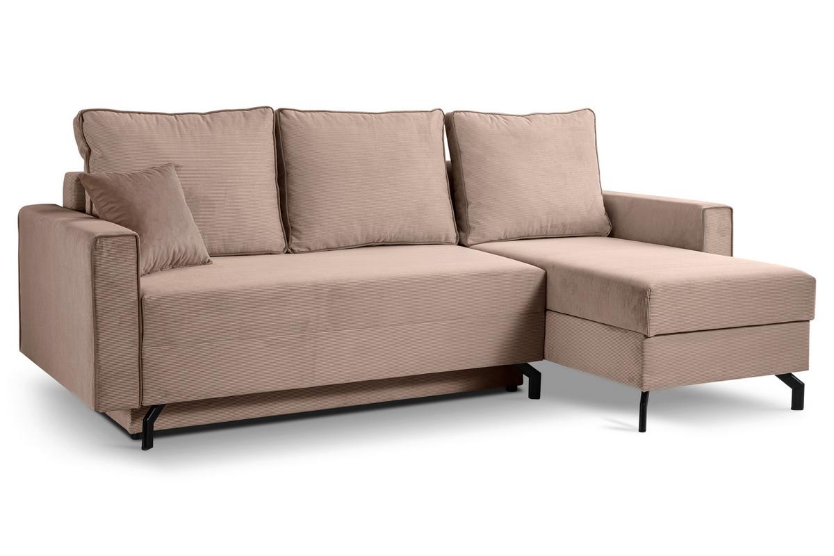 Ecksofa Marti Altrosa mit Schlaffunktion - Altrosa/Schwarz, Basics, Holz/Textil (230/148cm) - MID.YOU