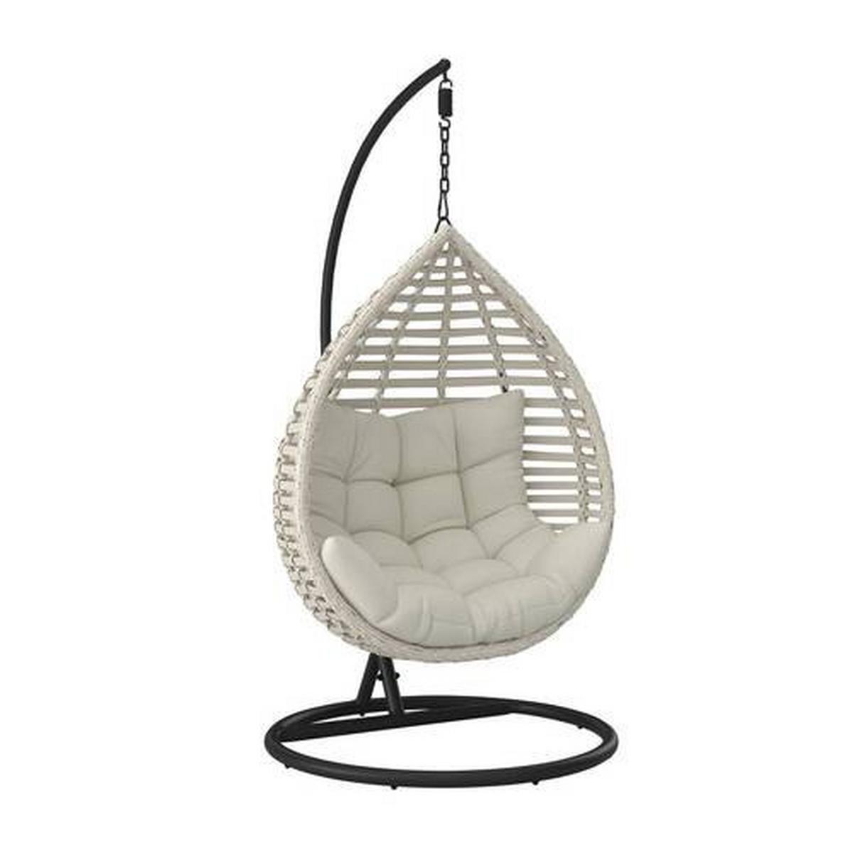 Hängesessel Nancy Creme Metall/Kunststoff/Outdoorstoff - Dunkelgrau/Creme, MODERN, Kunststoff/Textil (105/196/120cm) - Bessagi Garden