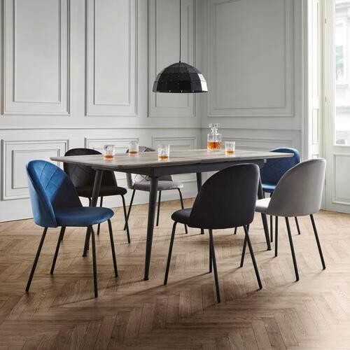 Stol Selina, Siva, Žamet - siva/črna, Moderno, kovina/tekstil (48,5/78/54cm) - Bessagi Home