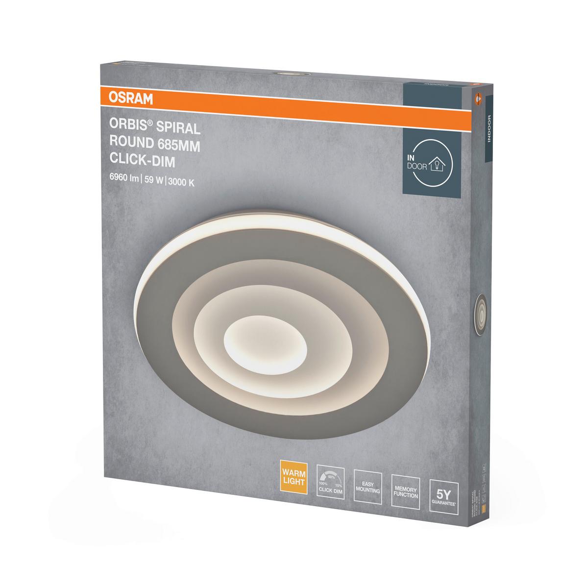 LAMPA SUFITOWA LED ORB SPRLRD 685 59W830 CLDIM GR - szary, Design, tworzywo sztuczne/metal (68,5/5,6cm) - Osram
