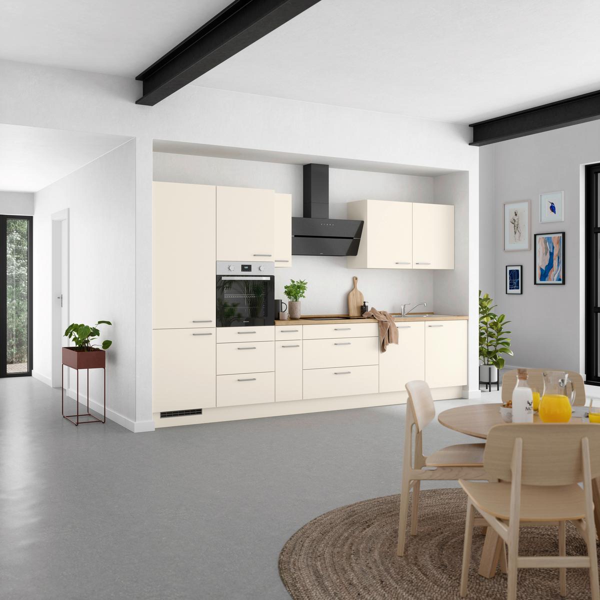 Küchenblock Touch High m. Geräten Magnolie - Edelstahlfarben/Eichefarben, MODERN, Holzwerkstoff/Metall (360cm) - Nobilia