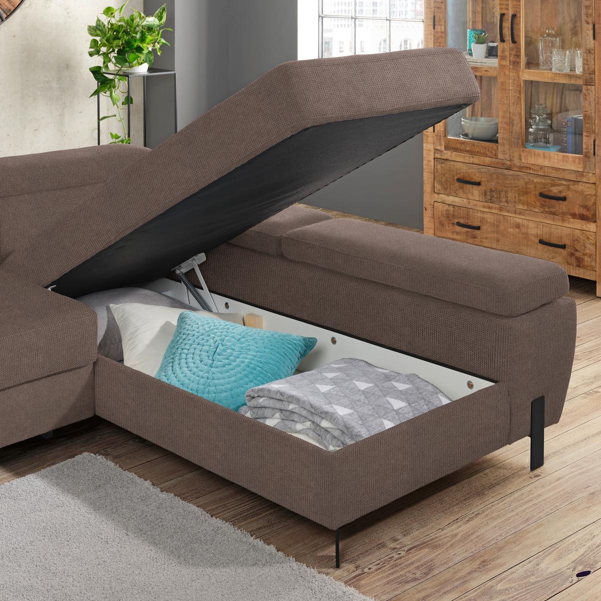 Kutna Garnitura Molina Mini - crna/taupe, Moderno, drvni materijal/drvo (277/189cm) - Mömax