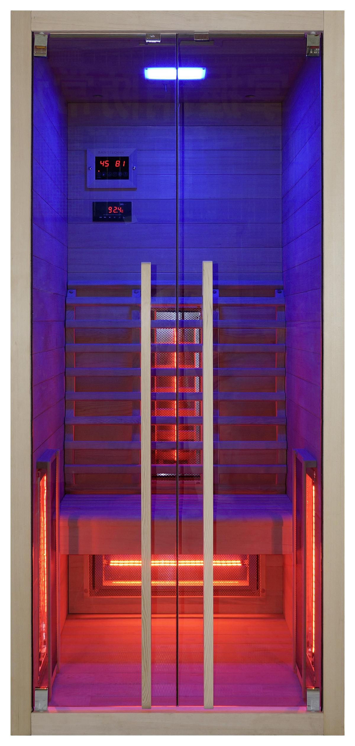 Infrarotkabine Ruby ca. 90,5x195x100cm - Naturfarben, Basics, Holz (90,5/195/100cm) - Sanotechnik