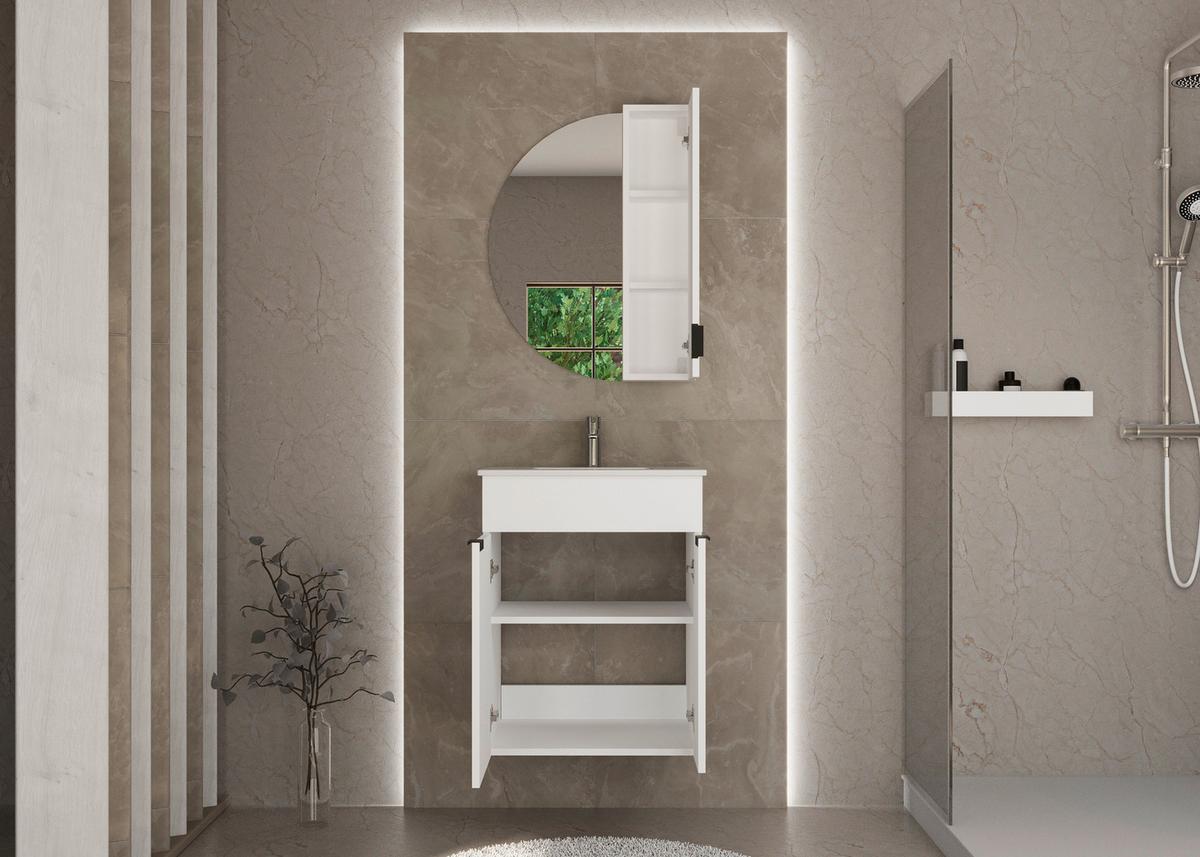 Waschtischkombi Napoli Weiß - Schwarz/Weiß, MODERN, Keramik/Holzwerkstoff (60/78/46cm) - Mömax
