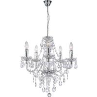 Viseča Svetilka Isabella, 5 X 40 W - barve kroma/prozorno, Romantika, kovina/umetna masa (51/149cm) - Mömax