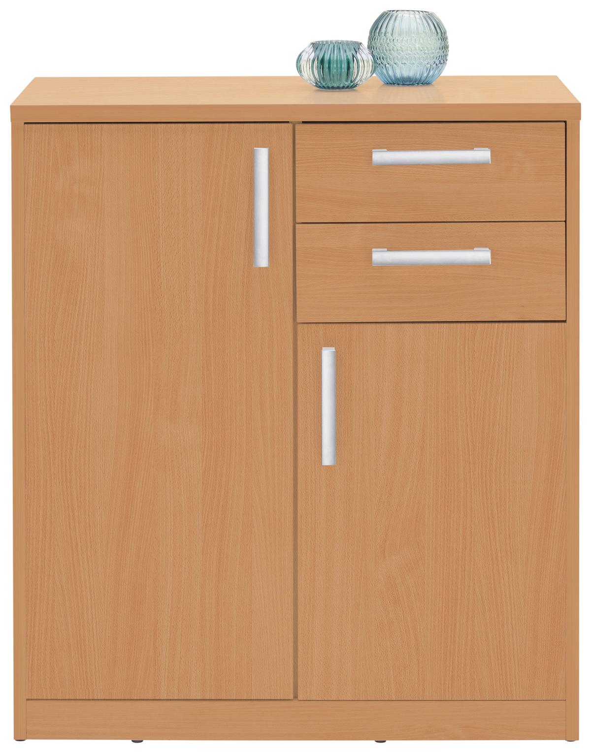 KOMODA EASY - kolor bukowy/kolor srebrny, Basics, materiał drewnopochodny (72/84/36cm) - Xora