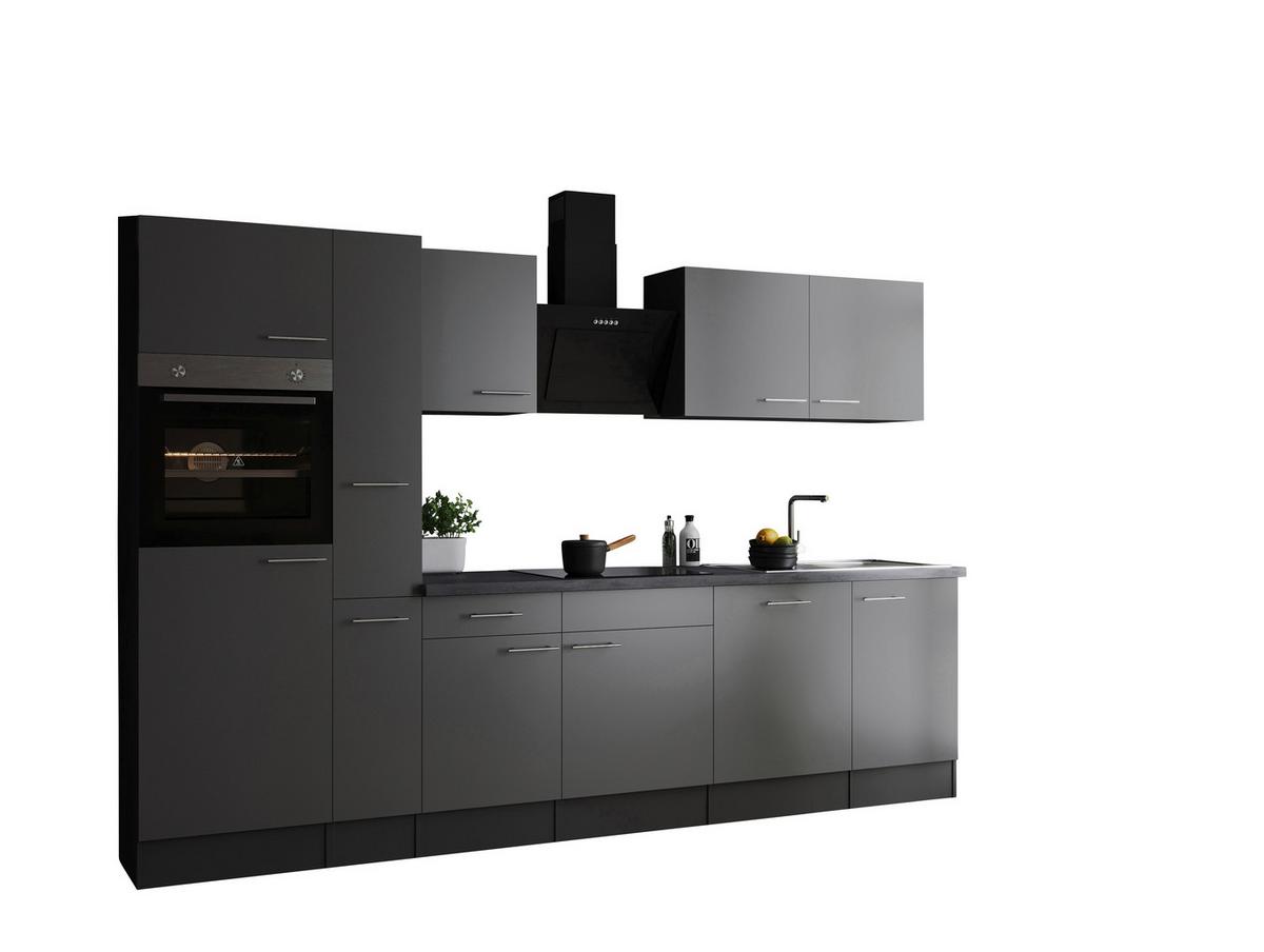 Küchenblock Oliver m. Geräten Grau - Silberfarben/Grau, Design, Holzwerkstoff/Metall (310cm) - Respekta