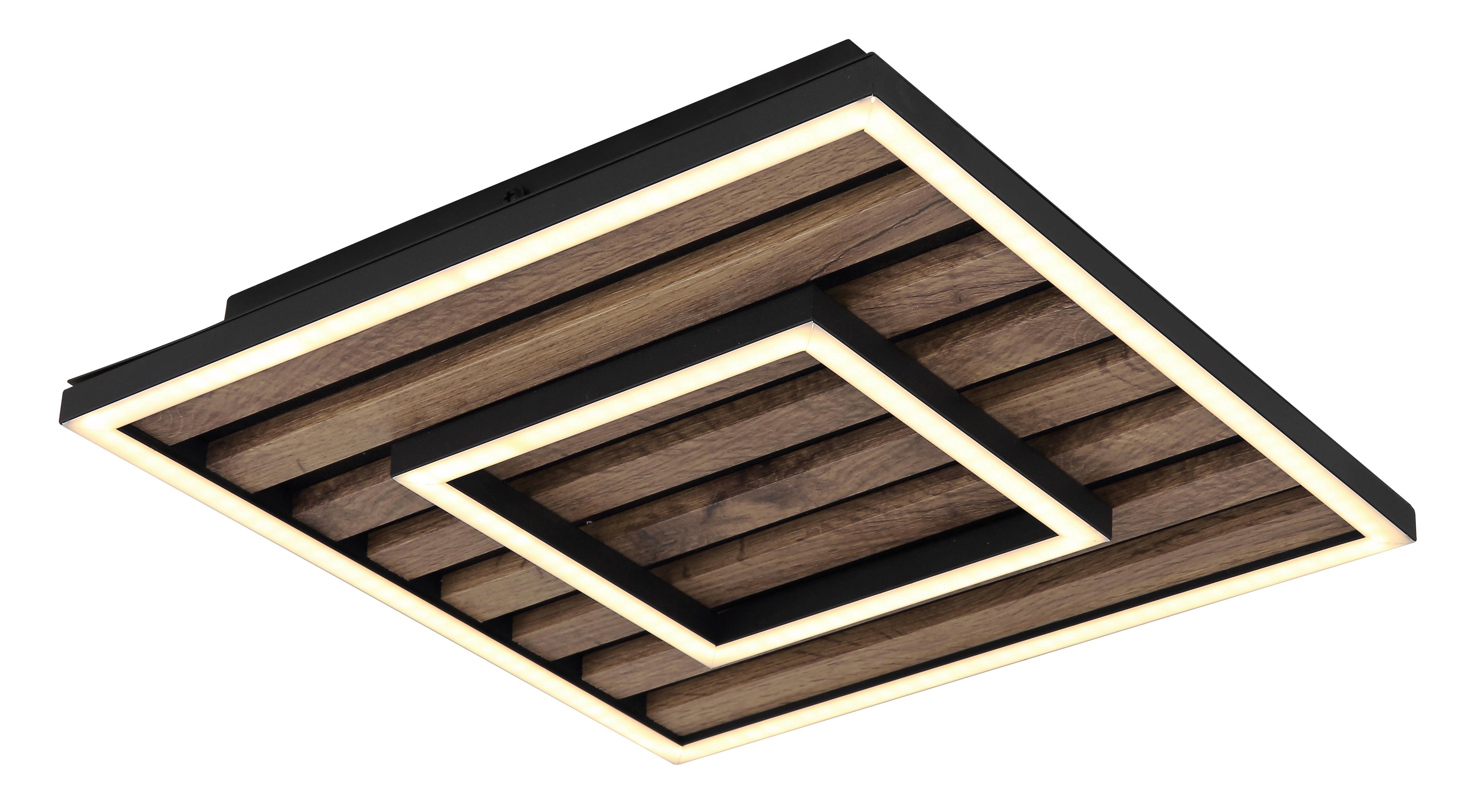 LED-DECKENLEUCHTE 67345D WOODY - Weiss/Dunkelbraun, Natur, Holzwerkstoff/Kunststoff (30/30/6cm) - Globo