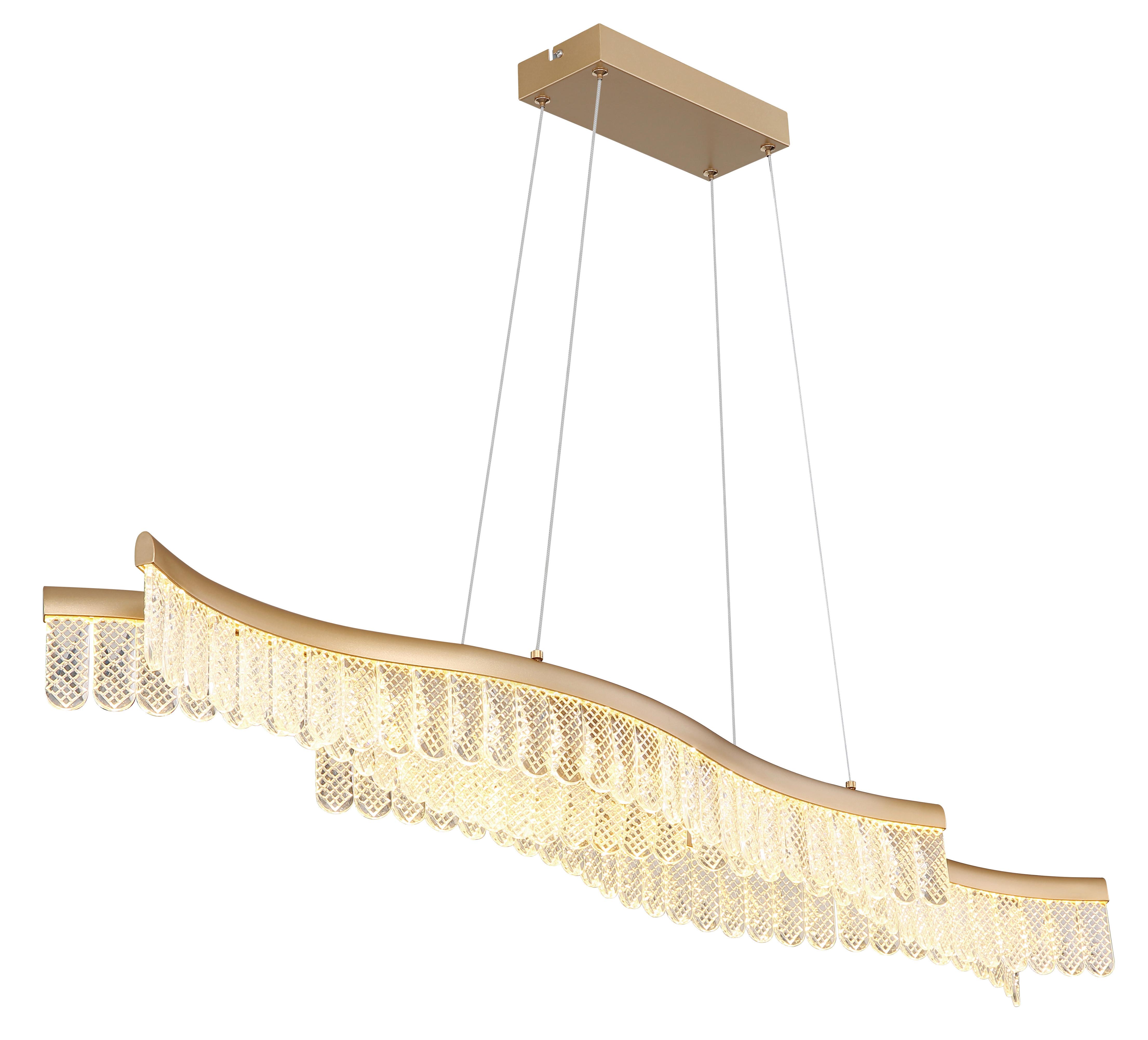 LED-HÄNGELEUCHTE 67348HG JULIET - Klar/Goldfarben, Design, Kunststoff/Metall (108/18/135cm) - Globo