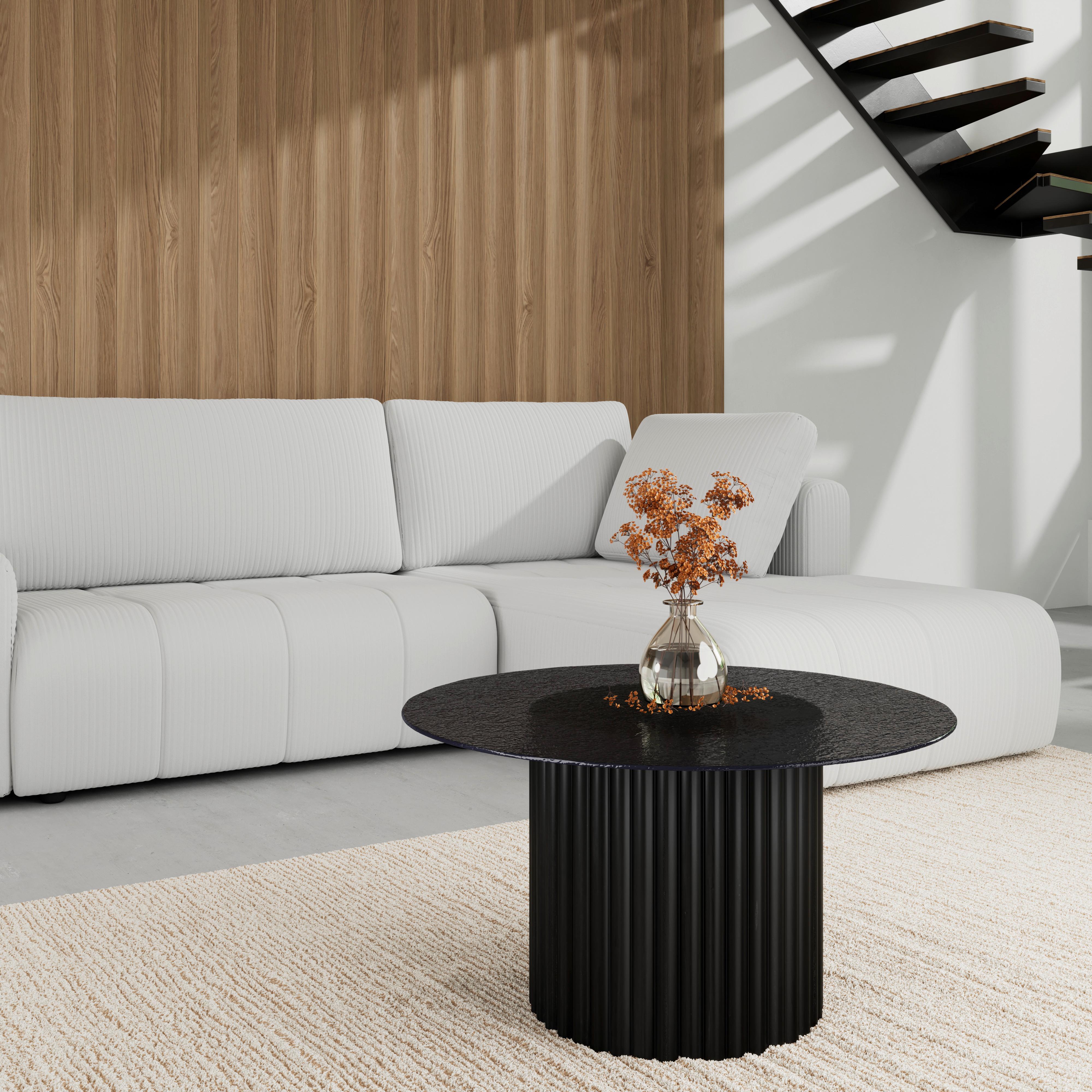 Couchtisch Zelia Schwarz MDF - Schwarz, MODERN, Glas/Holz (80/45/80cm) - Bessagi Home