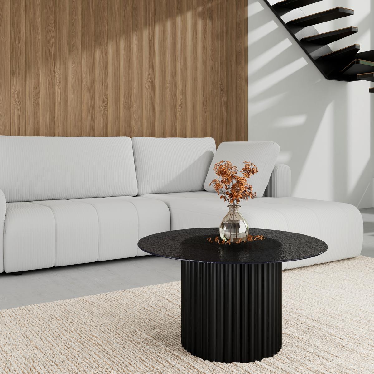 Couchtisch Zelia Schwarz MDF - Schwarz, MODERN, Glas/Holz (80/45cm) - Bessagi Home