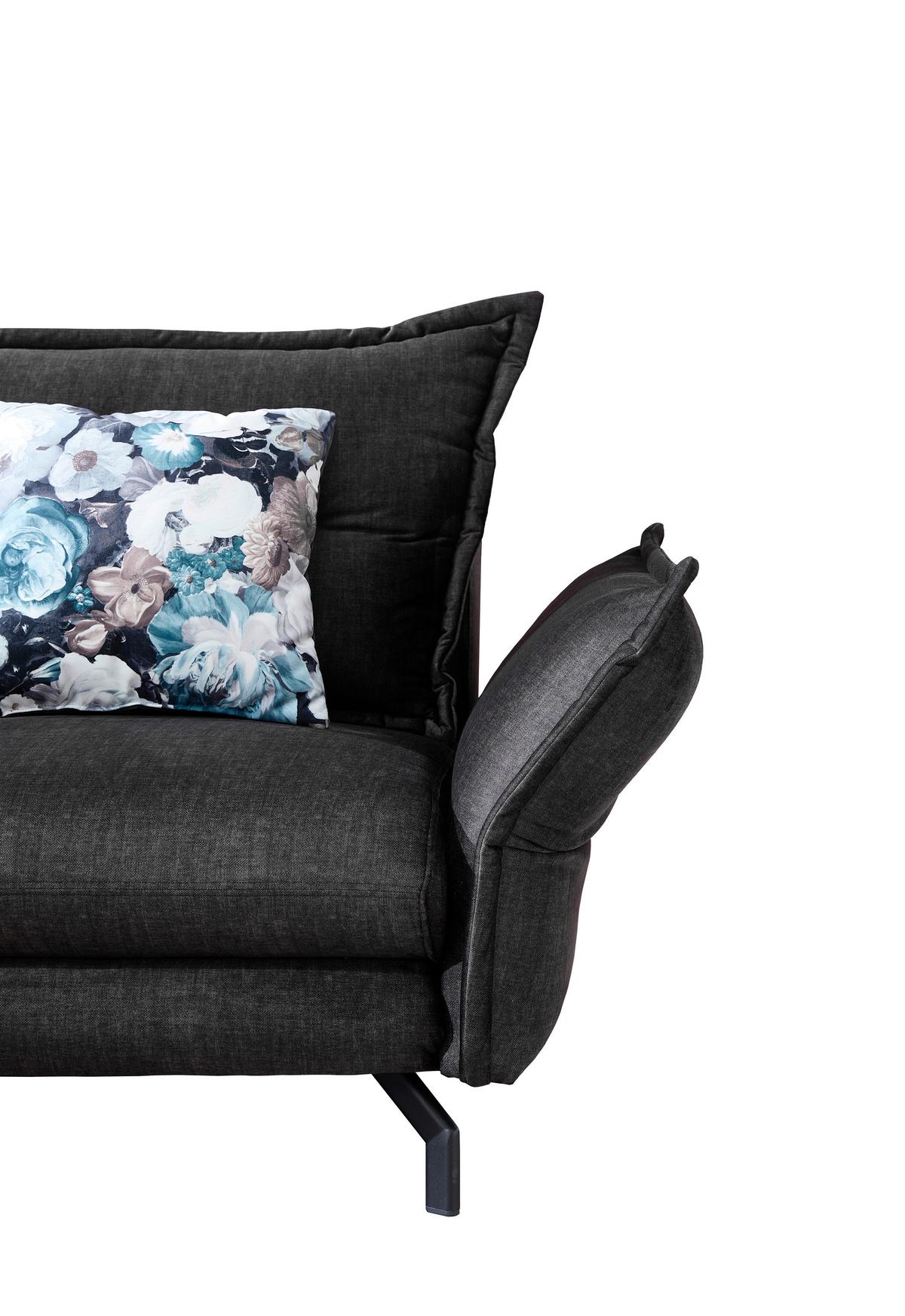 Wohnlandschaft Lava Anthrazit Velours - Türkis/Anthrazit, MODERN, Textil/Metall (180/255cm) - Livetastic