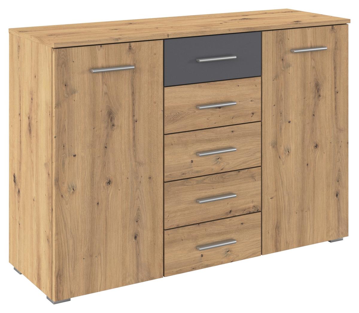 Komoda Foster - siva/hrast Artisan, Konvencionalno, drvni materijal/plastika (120/84/40cm) - Modern Living