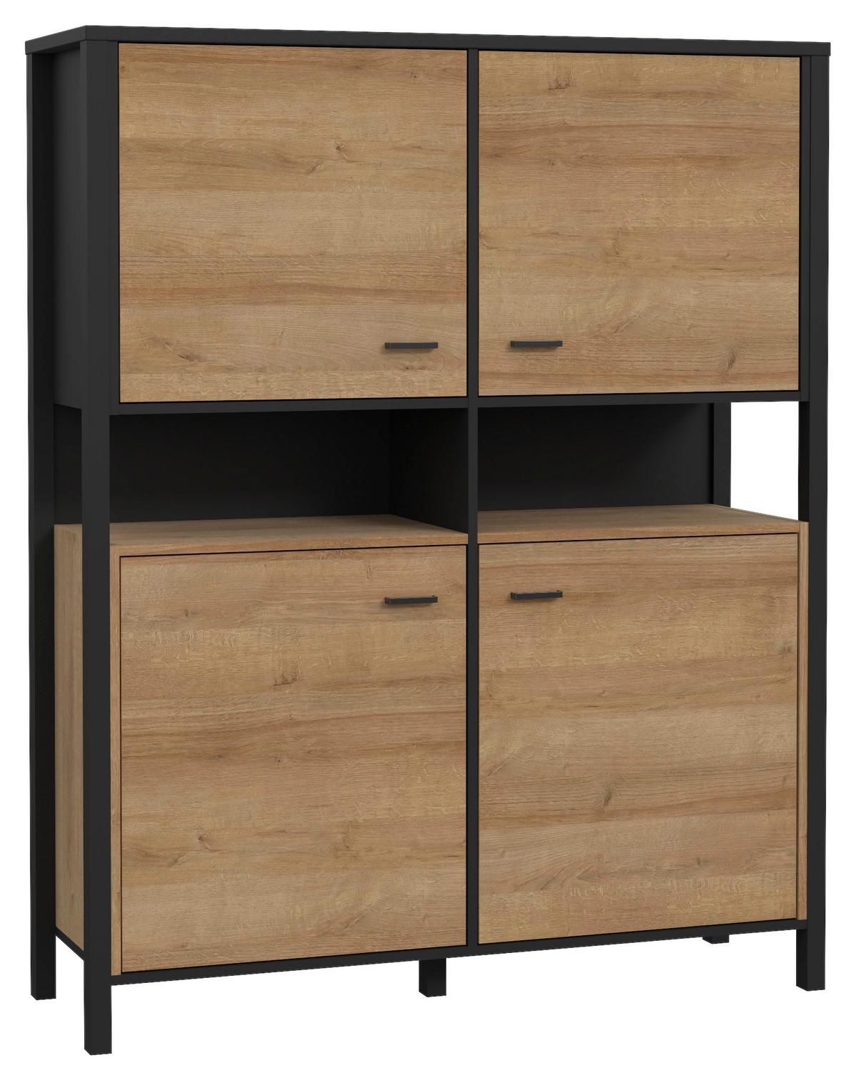 Félmagas Szekrény High Rock - tölgyfa színű/fekete, Design, műanyag/faalapú anyag (121,3/152,3/40,2cm) - Mömax