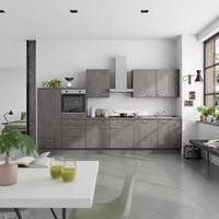 Küchenblock Riva Low m. Geräten Schieferfarben - Schieferfarben/Edelstahlfarben, MODERN, Holzwerkstoff/Metall (360cm) - Nobilia