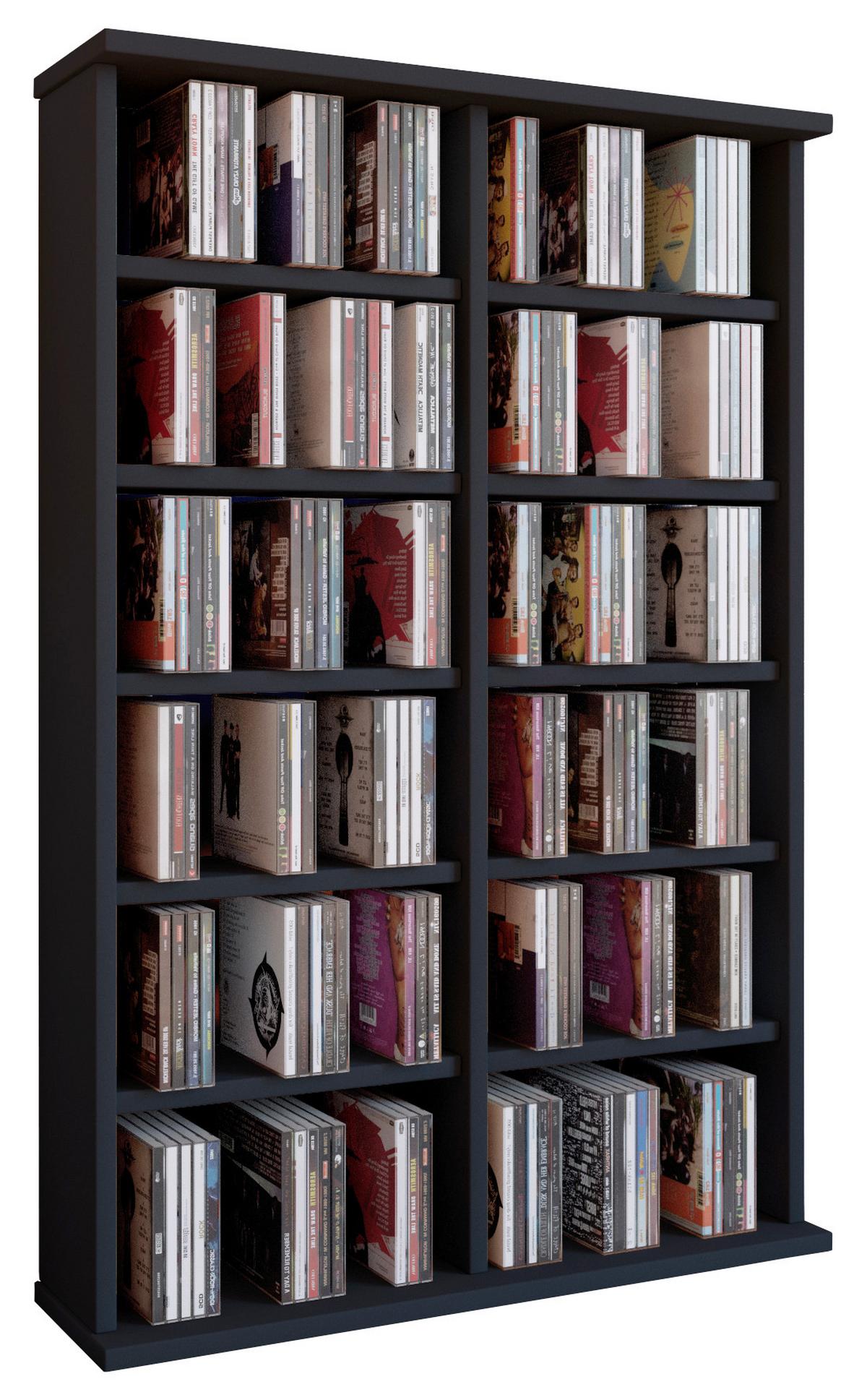 CD-Regal Ronul in Schwarz, B: 60 cm - Schwarz, KONVENTIONELL, Holzwerkstoff (60/92/18cm)