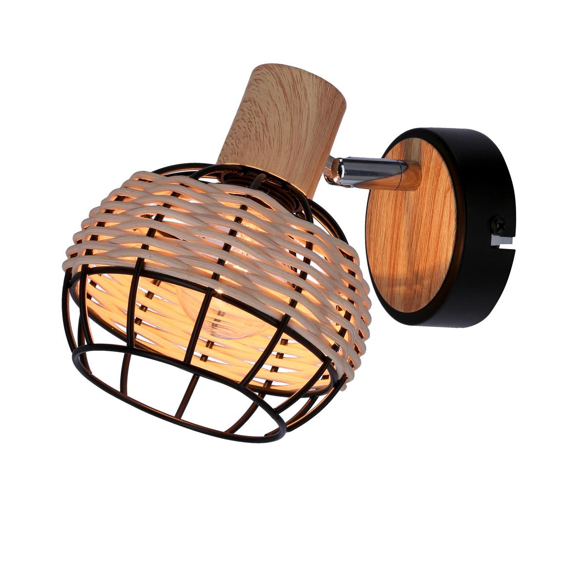 Reflektor Tajga - crna, Natur, drvo/metal (18/12/14cm)