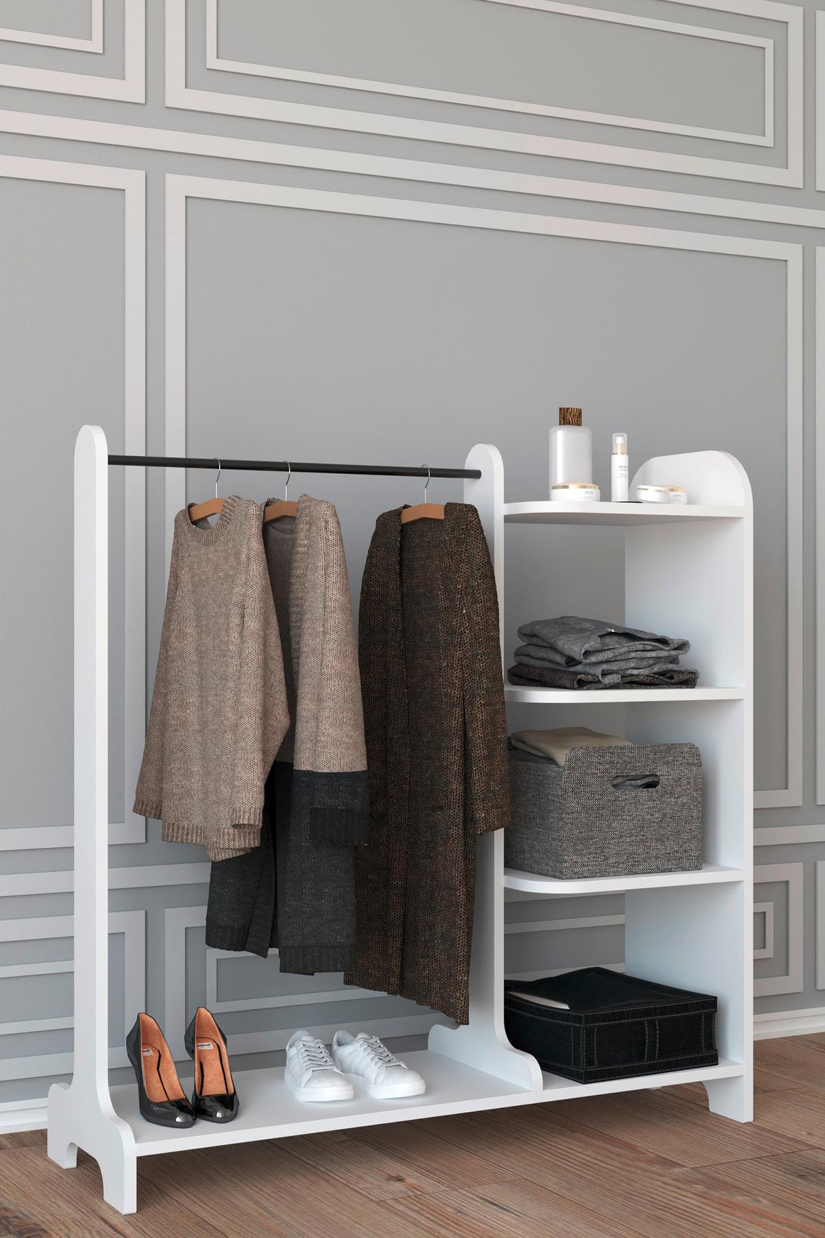 Garderobe LEMPU Weiß ca. 106x110x35 cm - Weiß, MODERN, Holzwerkstoff (106/110/35cm) - MID.YOU
