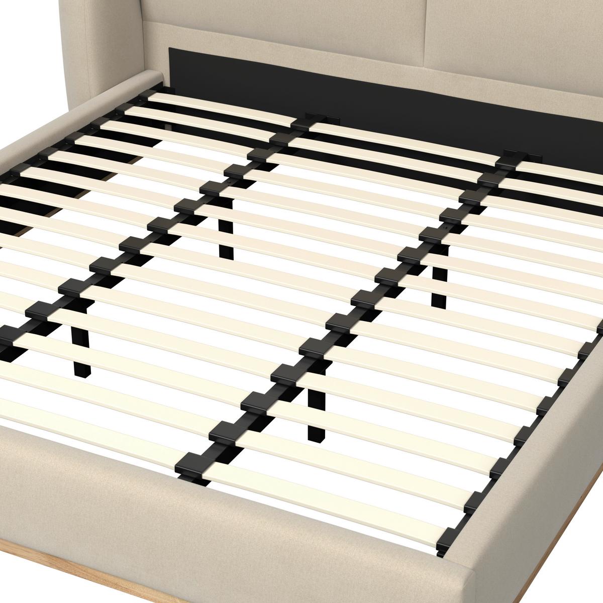 Polsterbett Frida Hellbeige ca. 180x200 cm - Beige/Schwarz, MODERN, Holz/Textil (180/200cm) - Bessagi Home