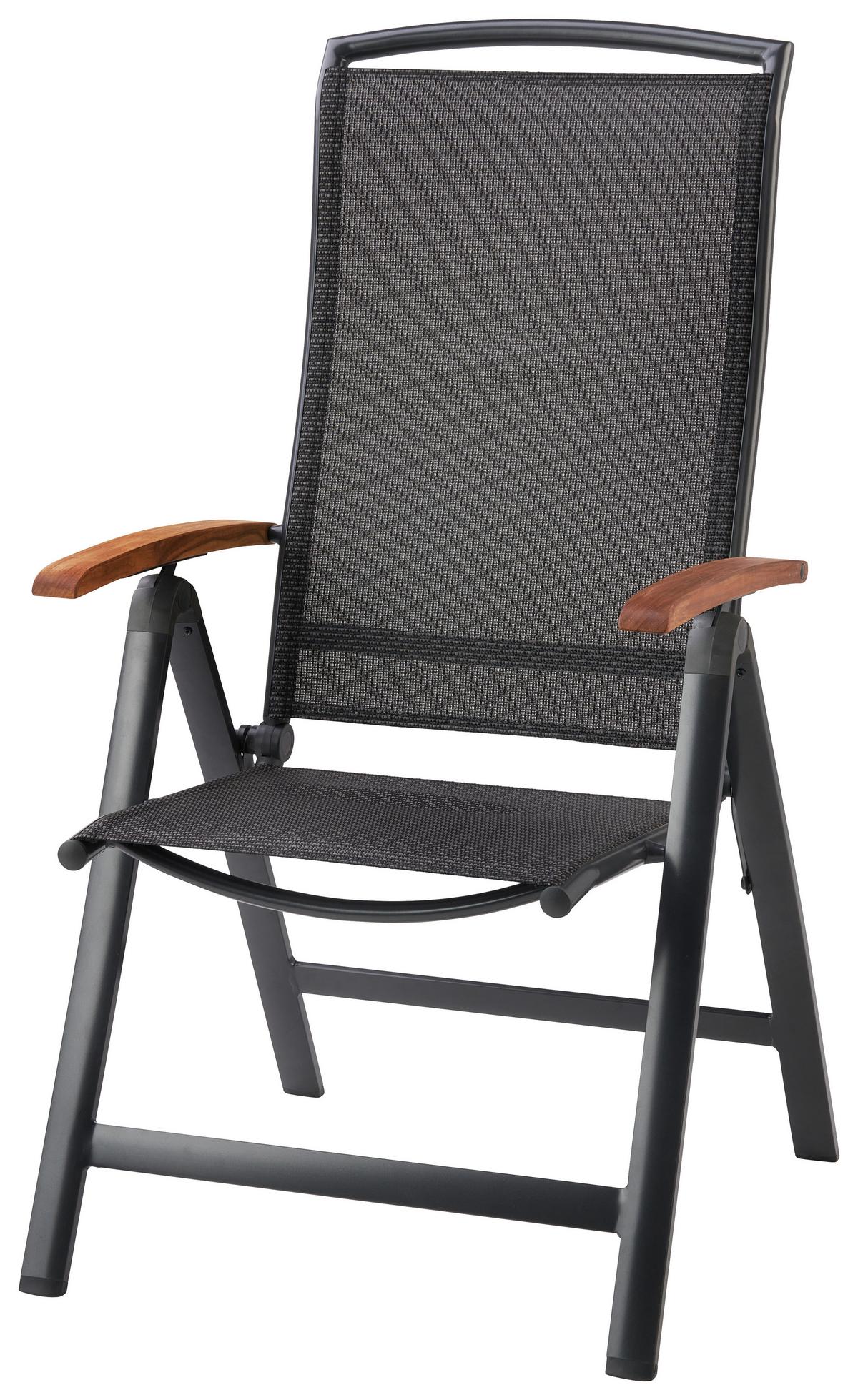 Gartenstuhl Mimi Natur/Anthrazit aus Teakholz - Anthrazit/Naturfarben, Modern, Holz/Textil (60/116/70cm) - Mömax