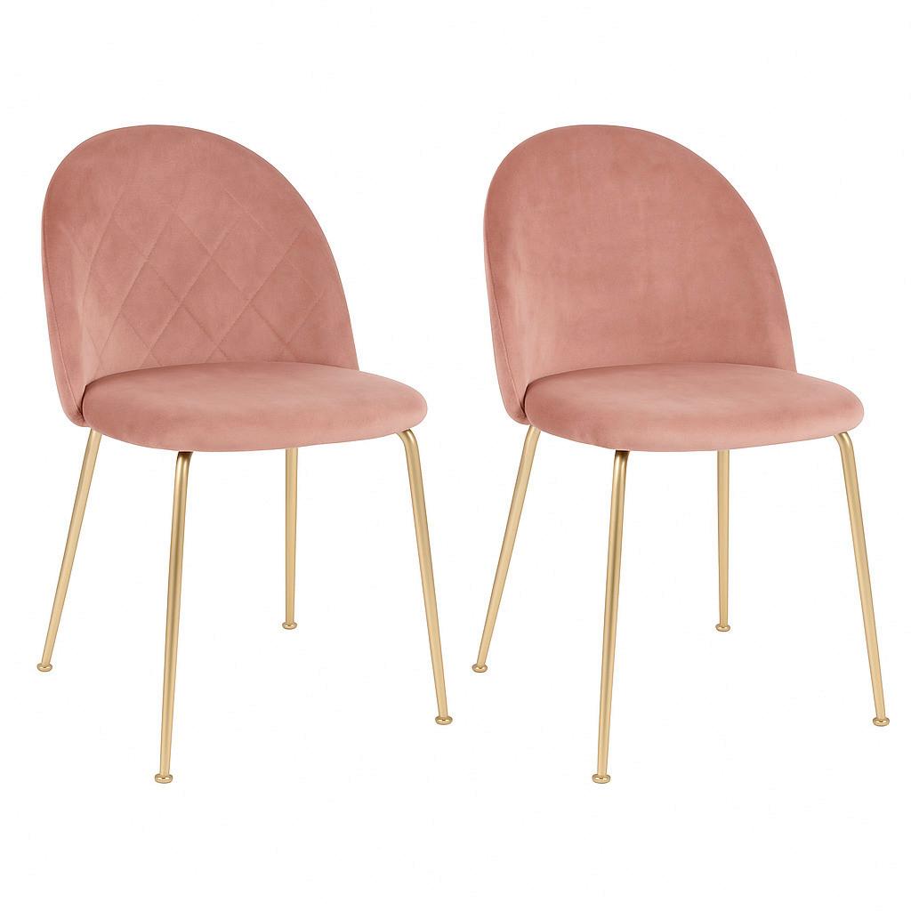 Stuhl-Set Geneve 2er-Set Rosa/Messingfarben - Messingfarben/Rosa, MODERN, Textil/Metall (51/78/56cm) - MID.YOU