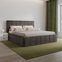 Kárpitozott Ágy Kaia - natúr színű/szürke, Modern, textil/fa (180/200cm) - Bessagi Home