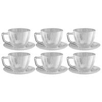 Set de 6 cești și farfurioare Rosemary cca. 270 ml - străveziu, Konventionell, sticlă - Mömax