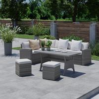 Loungegarnitur-Set Alex Links in Hellgrau - Hellgrau/Grau, MODERN, Holzwerkstoff/Kunststoff (179cm) - Mömax