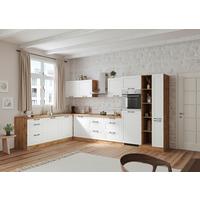 Eckküche Meran mit Geräten ca. 240x360 cm Weiß/Eiche - Eiche Wotan/Schwarz, LIFESTYLE, Holzwerkstoff/Metall (240/360cm) - Held