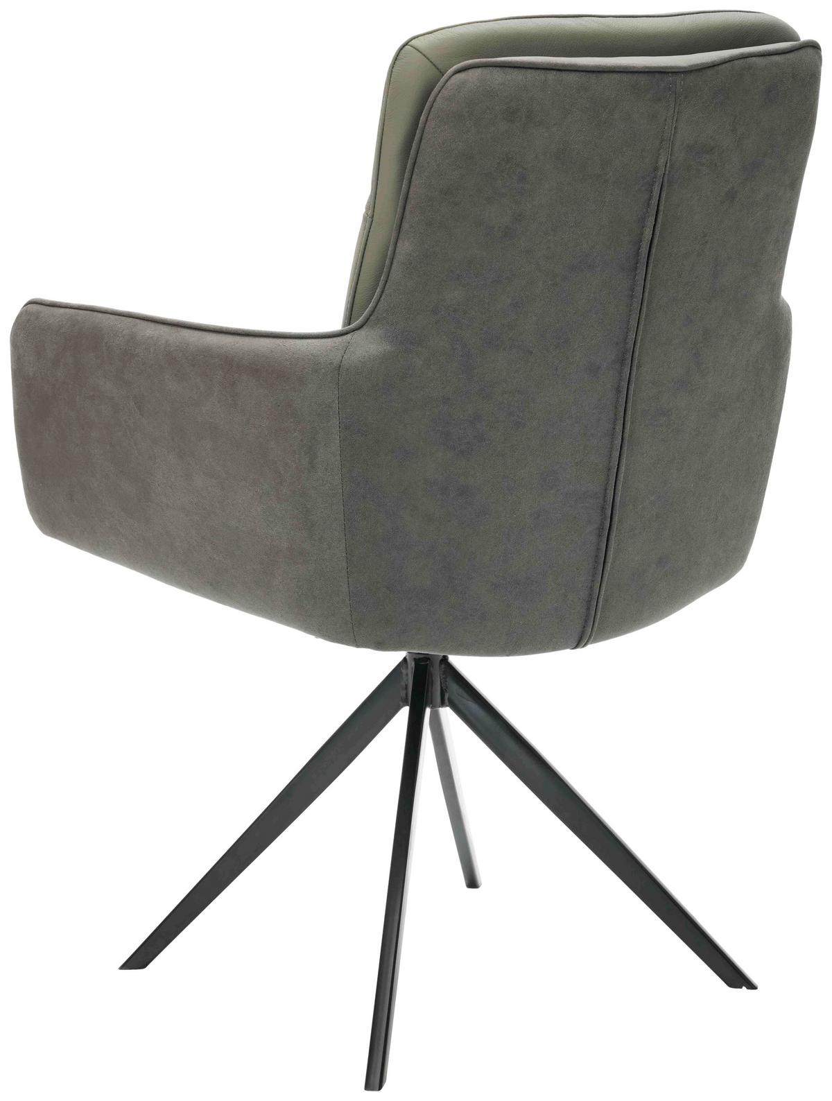 KRZESŁO Z PODŁOKIETNIKAMI MITO - antracytowy/czarny, Design, skóra/metal (58/89/67cm) - Xora