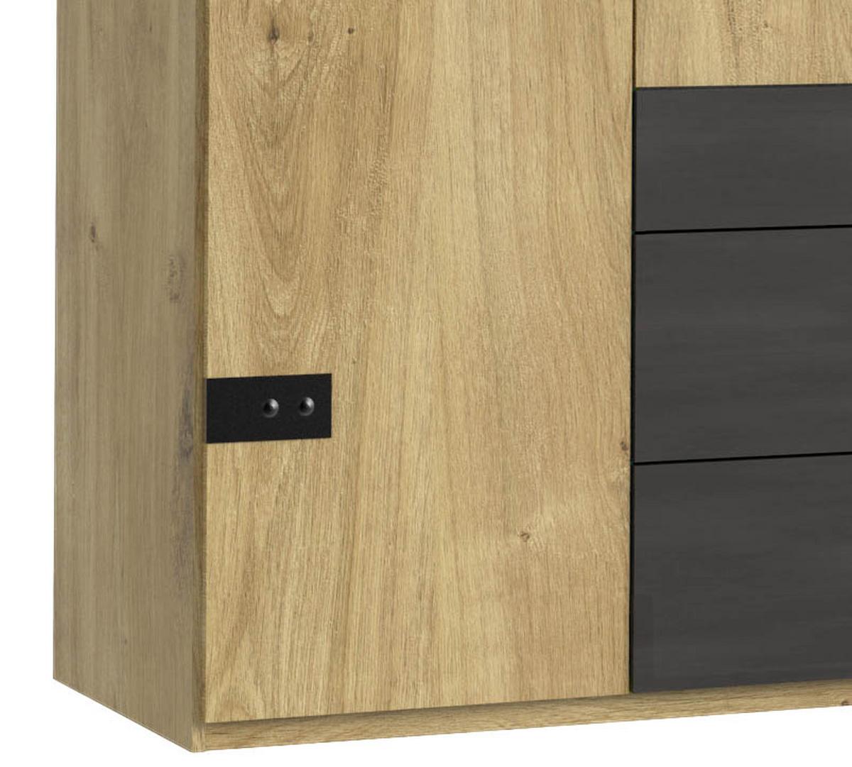 Ormar S Klasičnim Vratima Detroit - boje grafita/boje hrasta, Basics, drvni materijal/metal (200/216/58cm) - Modern Living