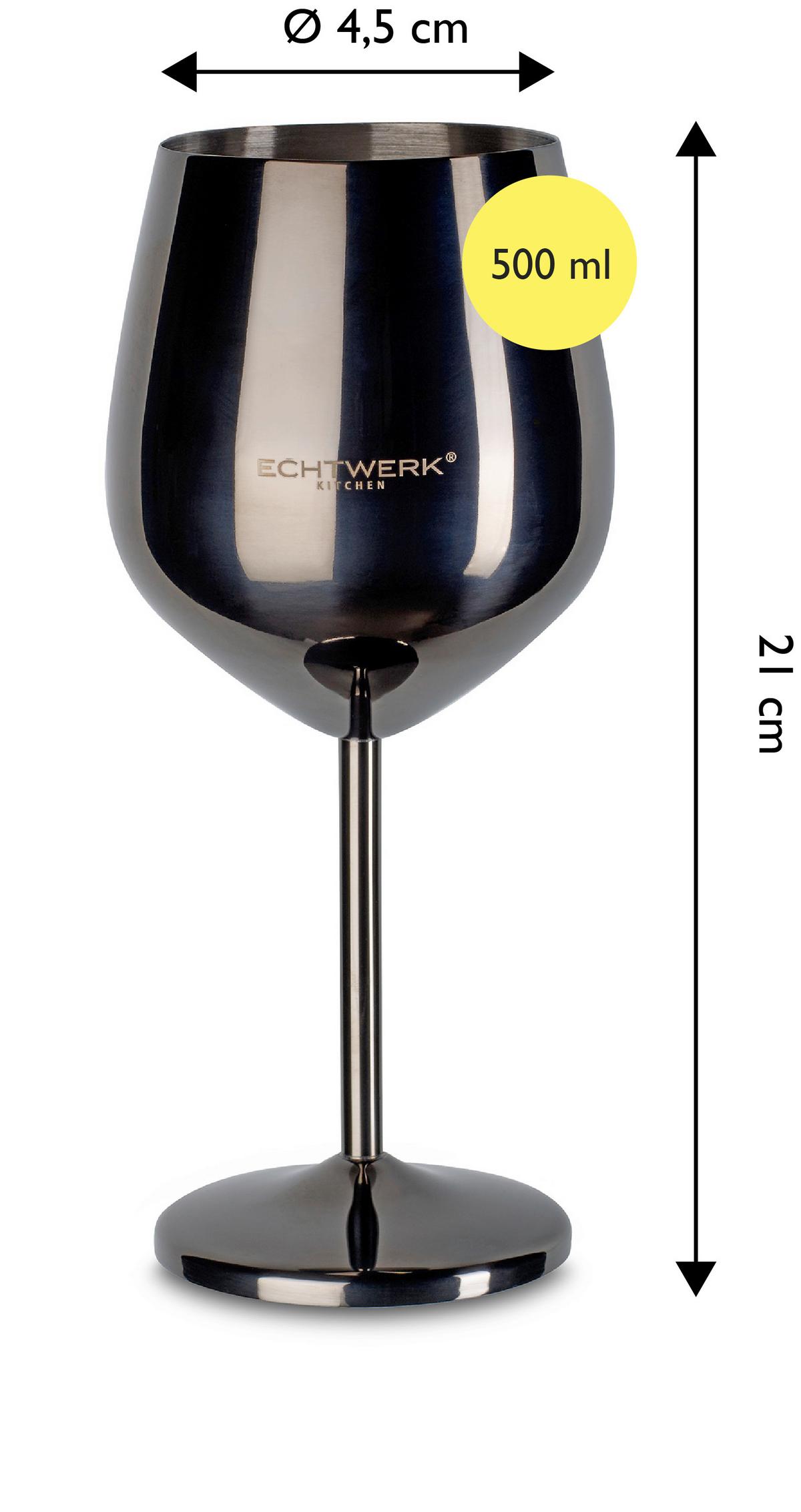 Set pahare 2/1 cca. 500 ml - negru lucios intens, Basics, metal (9,3/4,5/21cm) - Echtwerk