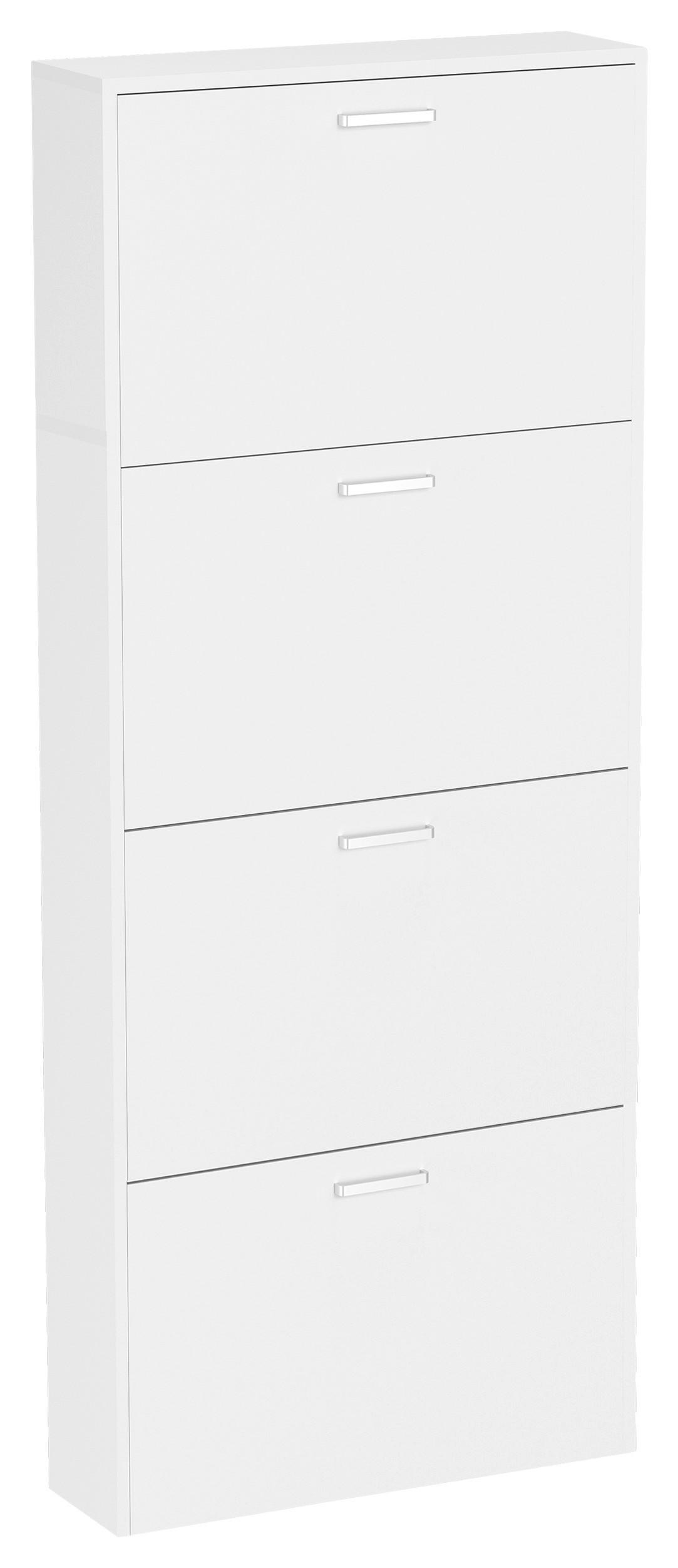 Schuhschrank Sulos L - Weiss/Silberfarben, Design, Holzwerkstoff/Kunststoff (59/144/17cm) - MID.YOU