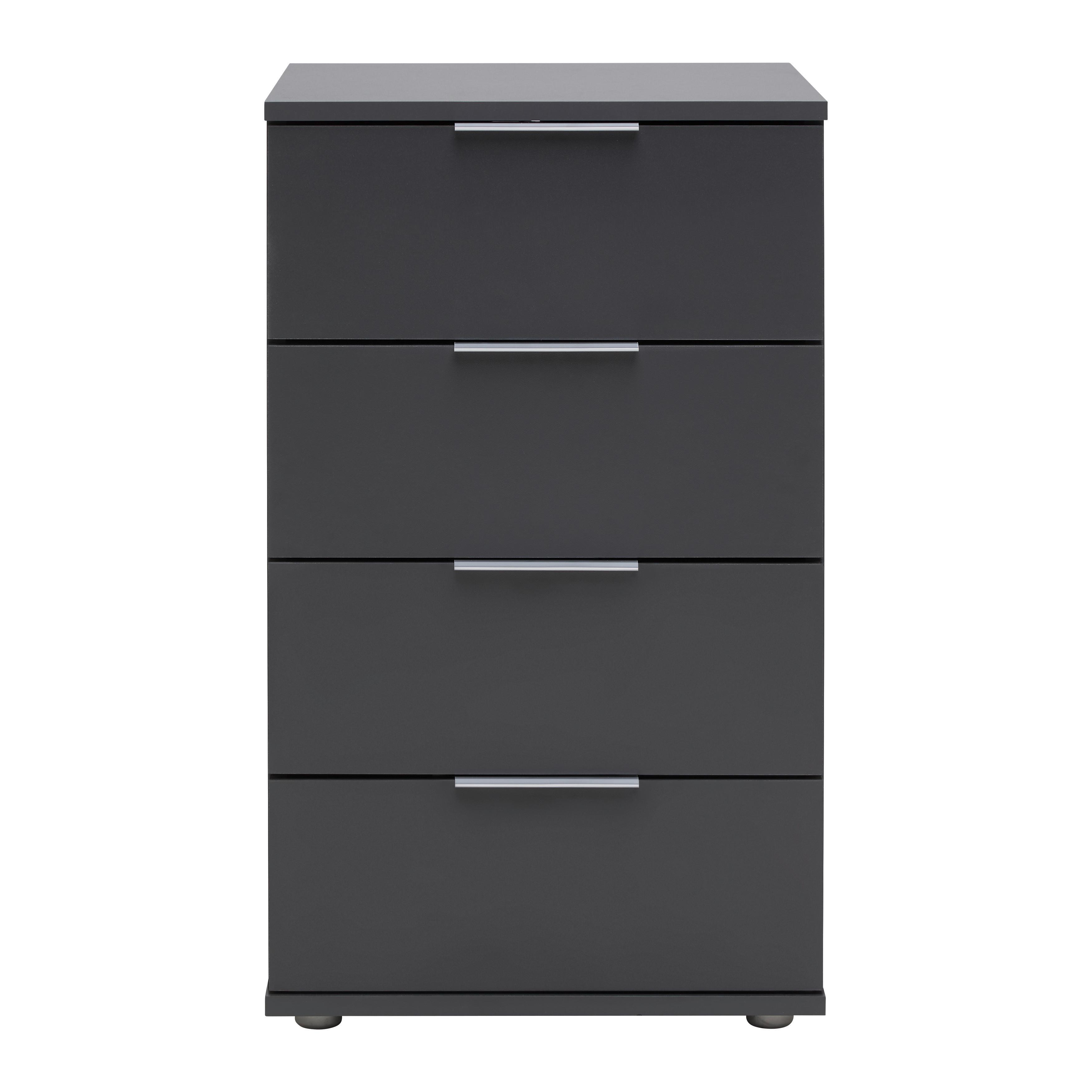 SÄNGBORD CUATRO - silver/antracit, Klassisk, trämaterial/plast (46/79/42cm) - Modern Living
