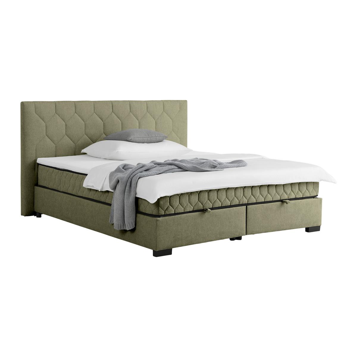 Boxbett Maya-D Olivgrün ca. 180x200cm - vert olive/noir, Konventionell, textile/matière synthétique (180/200cm) - Mömax