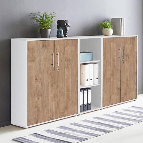 Aktenschrank Office Edition Sw Set 8 Weiß/Eichefarben - Eichefarben/Weiß, MODERN, Holzwerkstoff (213/113/33cm) - MID.YOU