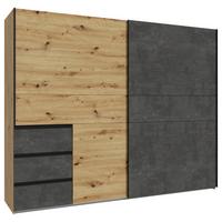 Omara Z Drsnimi Vrati Winn 2, Barva Hrasta, Temno Siva - temno siva/črna, Konvencionalno, kovina/leseni material (250/200/61cm) - Carryhome