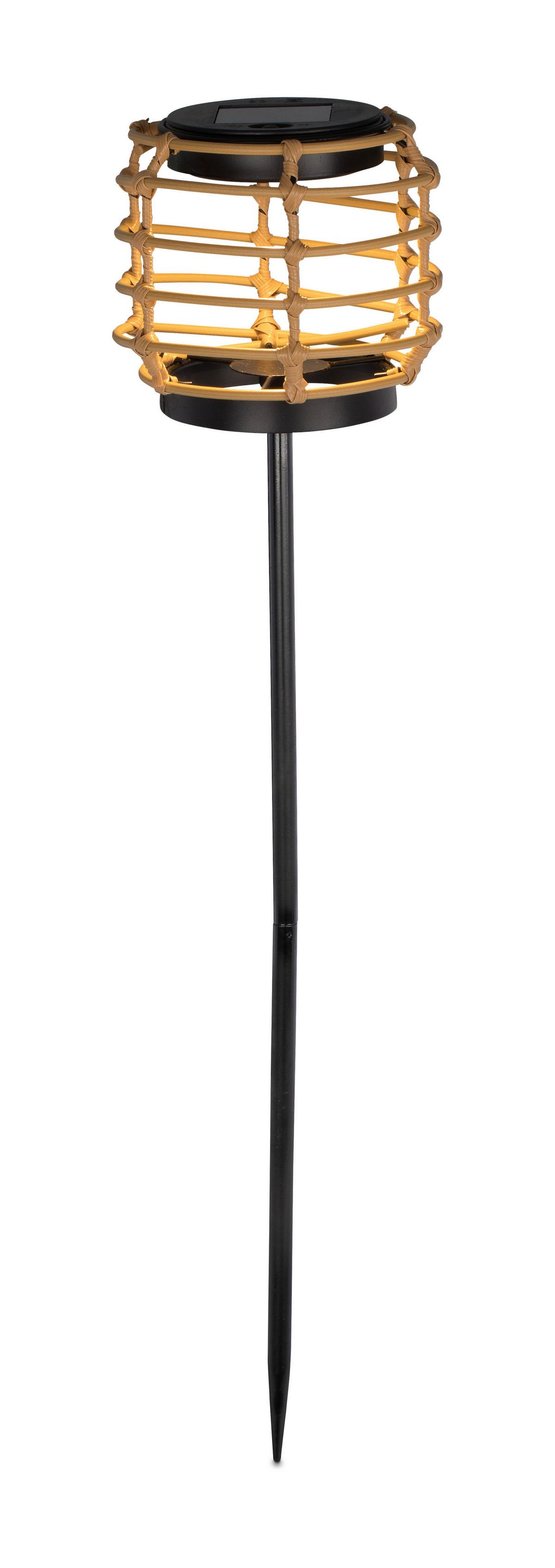 Solarleuchte Asra in Naturfarben/Schwarz - Schwarz/Naturfarben, MODERN, Kunststoff/Metall (13,5/56cm) - Modern Living