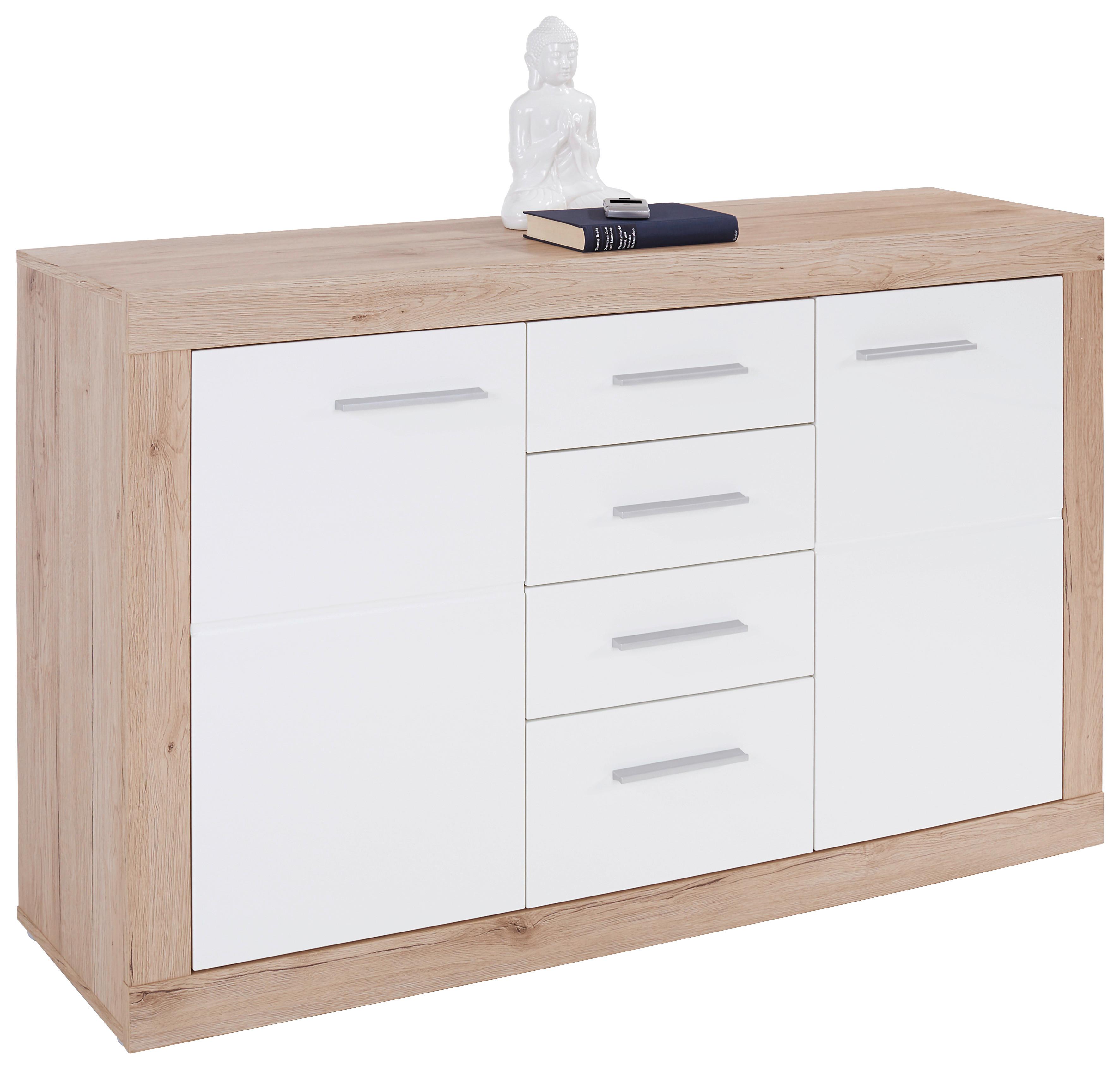 Komoda Malta - bijela/boje hrasta, Moderno, drvni materijal/plastika (138/86/35cm) - Modern Living