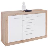 Servantă Malta - alb/culoare lemn stejar, Modern, material pe bază de lemn (138/86/35cm) - Modern Living