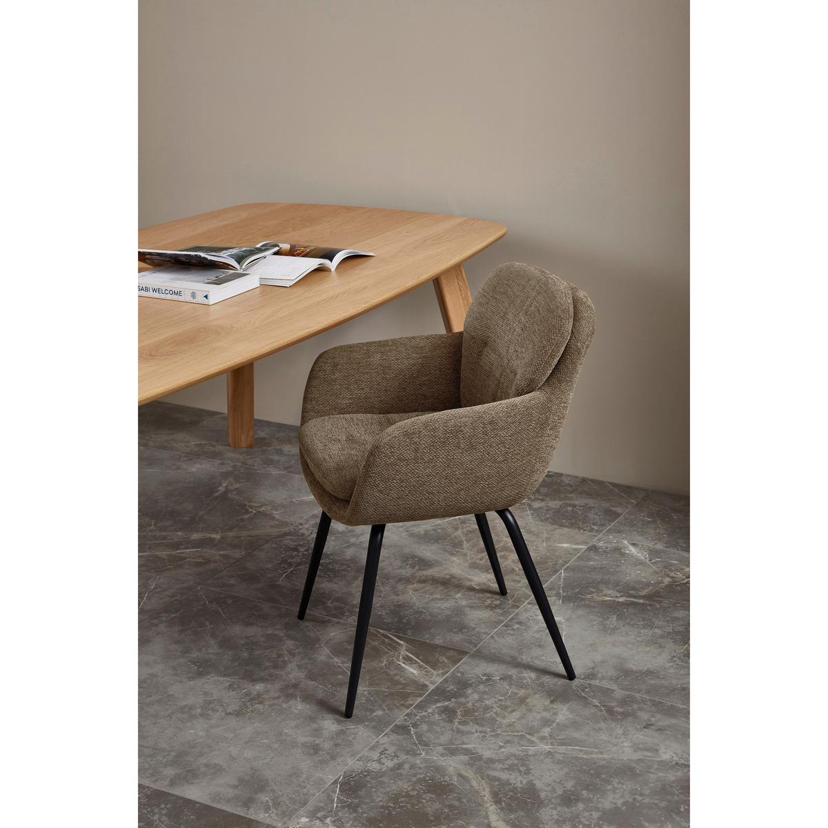 ARMLEHNSTUHL-SET Runa Sandfarben B: 57cm - Sandfarben/Schwarz, MODERN, Textil/Metall (57/82/59cm) - Livetastic