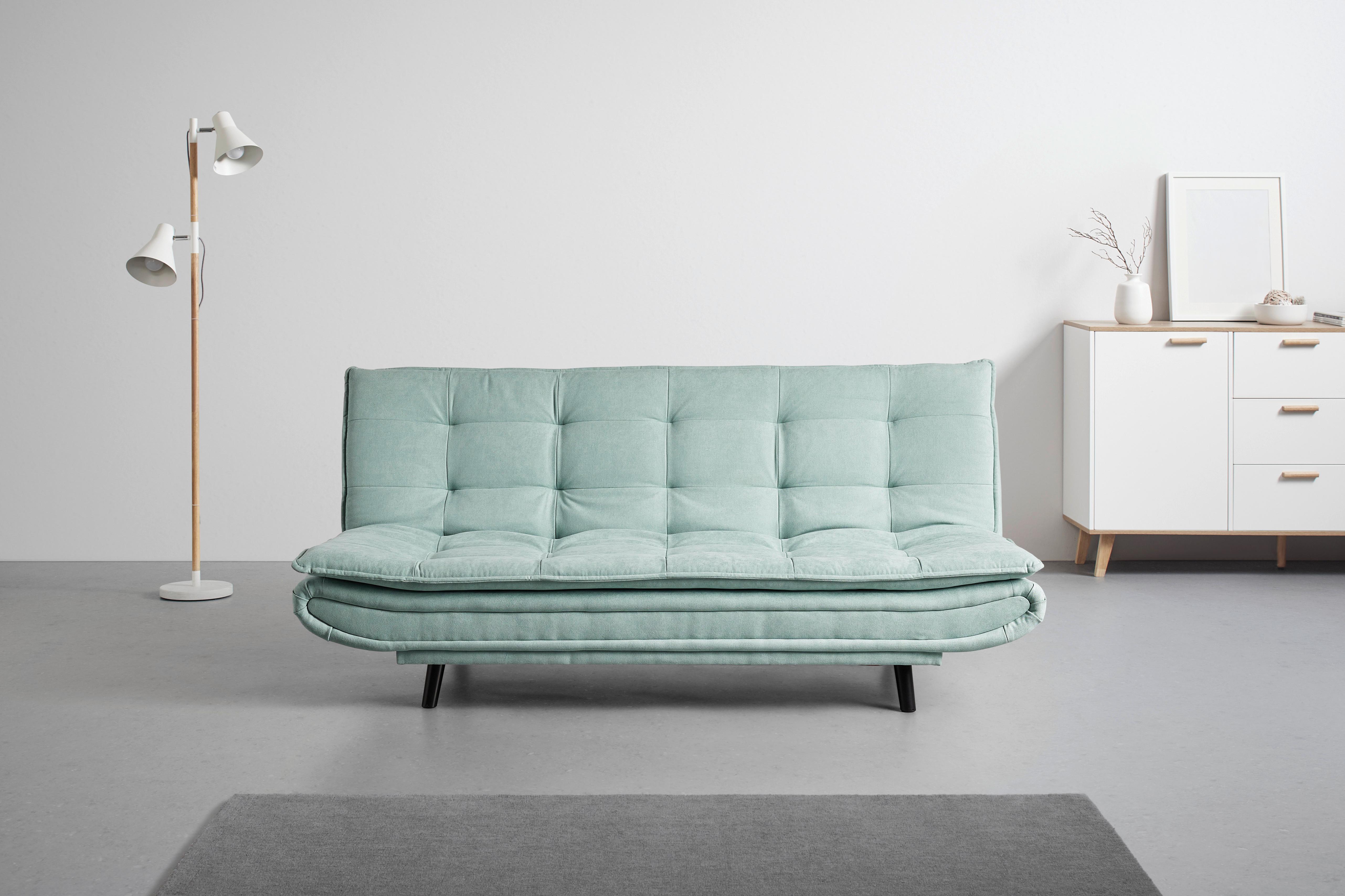 Schlafsofa in Grün - Schwarz/Grün, MODERN, Holz/Textil (194/90/100cm) - Mömax
