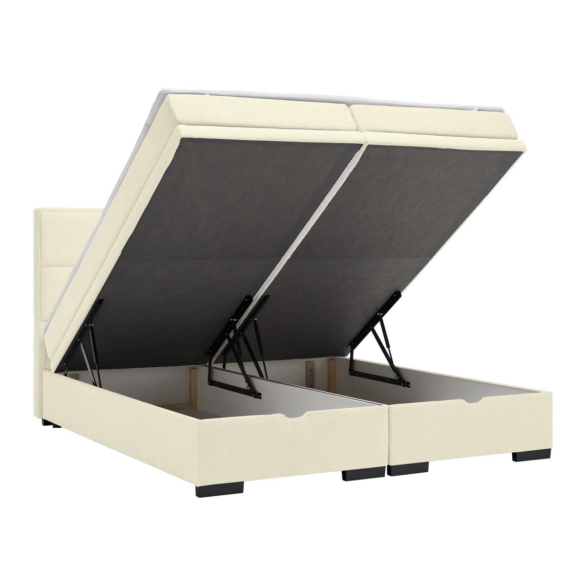 Boxspringbett Ethan Weiss ca. 180x200cm - Weiss/Schwarz, Modern, Kunststoff/Textil (180/200cm) - Premium Living