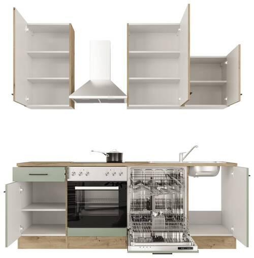 Kuhinjski Blok Cara, Zelena, Hrast - črna/zelena, Moderno, kovina/leseni material (220cm) - FlexWell