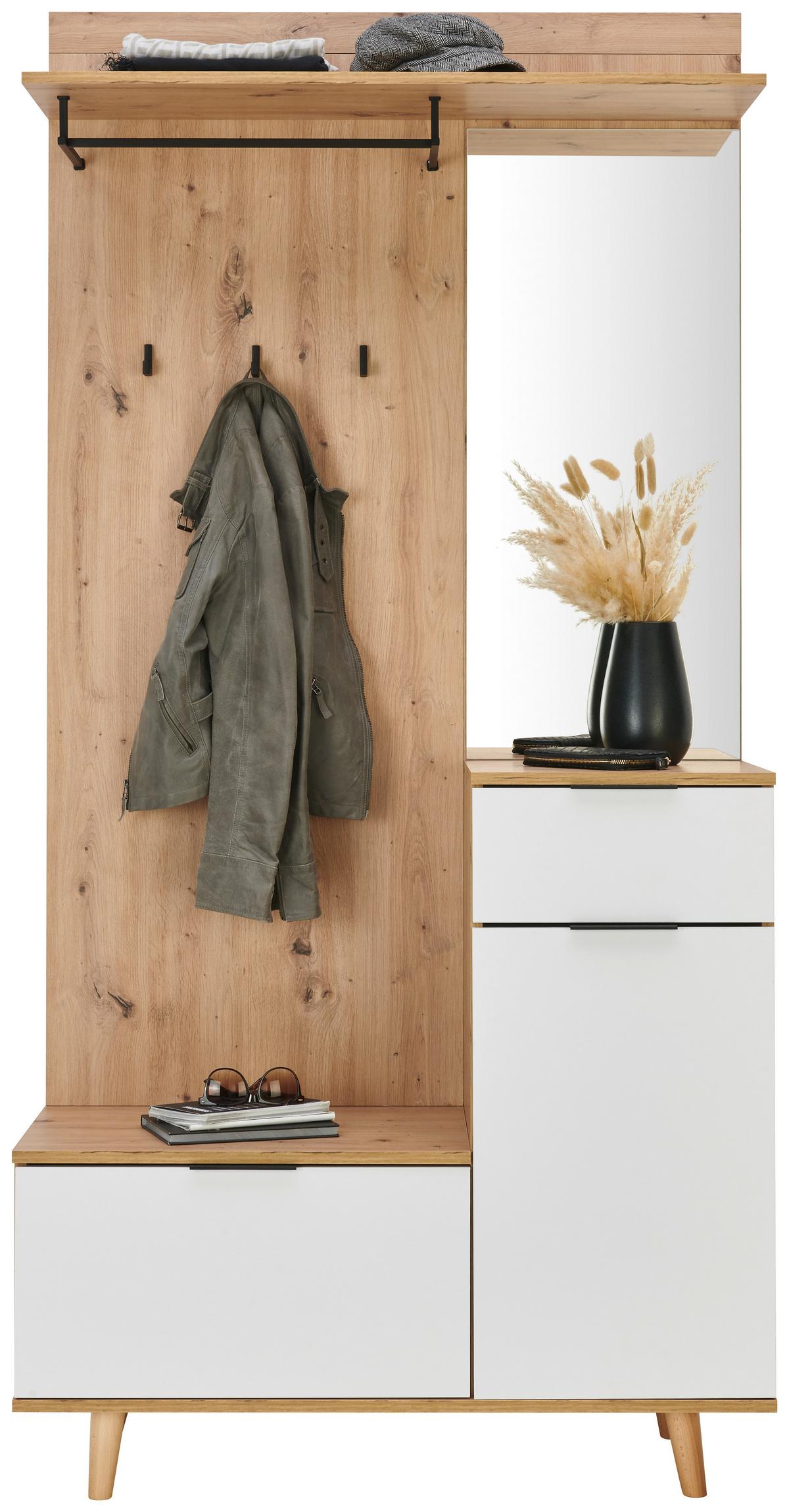 PRZEDPOKÓJ NORDIC I - biały/dąb artisan, Konventionell, materiał drewnopochodny (100/204/40cm) - Xora