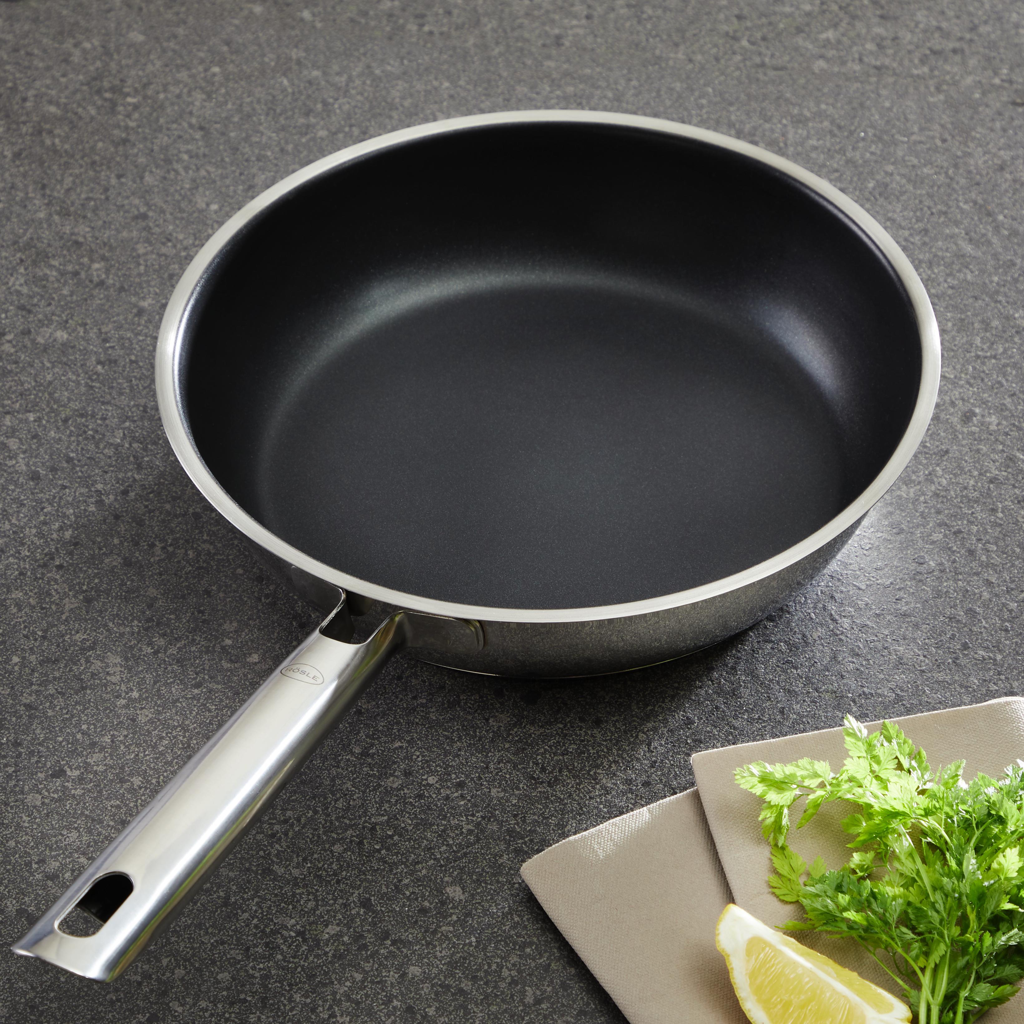 Bratpfanne Rösle Elegance Ø ca. 24 cm - Edelstahlfarben/Schwarz, KONVENTIONELL, Metall (24cm) - Rösle