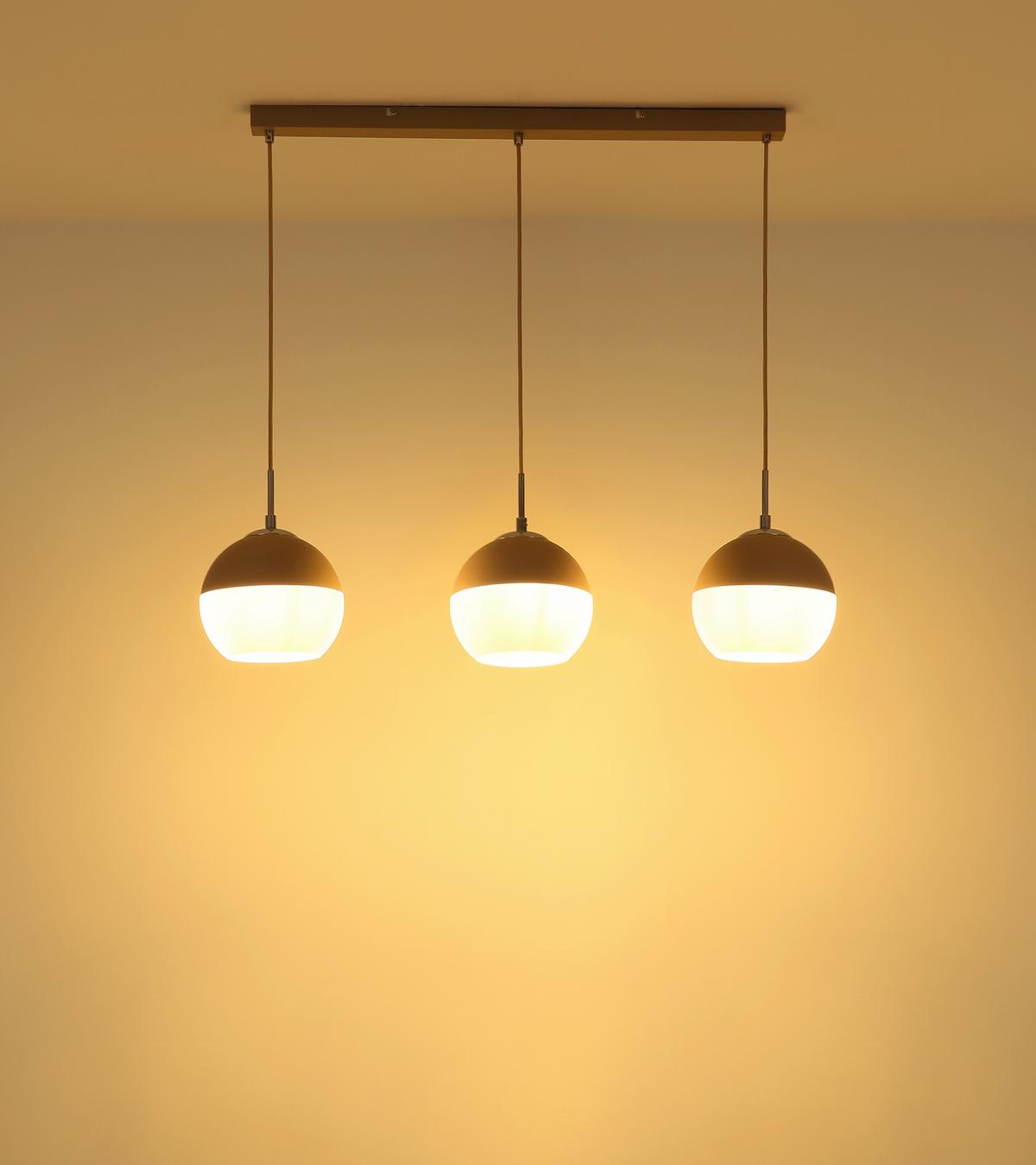 Svjetiljka Viseća 15999-3h  Ragusa - bijela/boje pijeska, Design, staklo/metal (90/20/120cm) - Globo