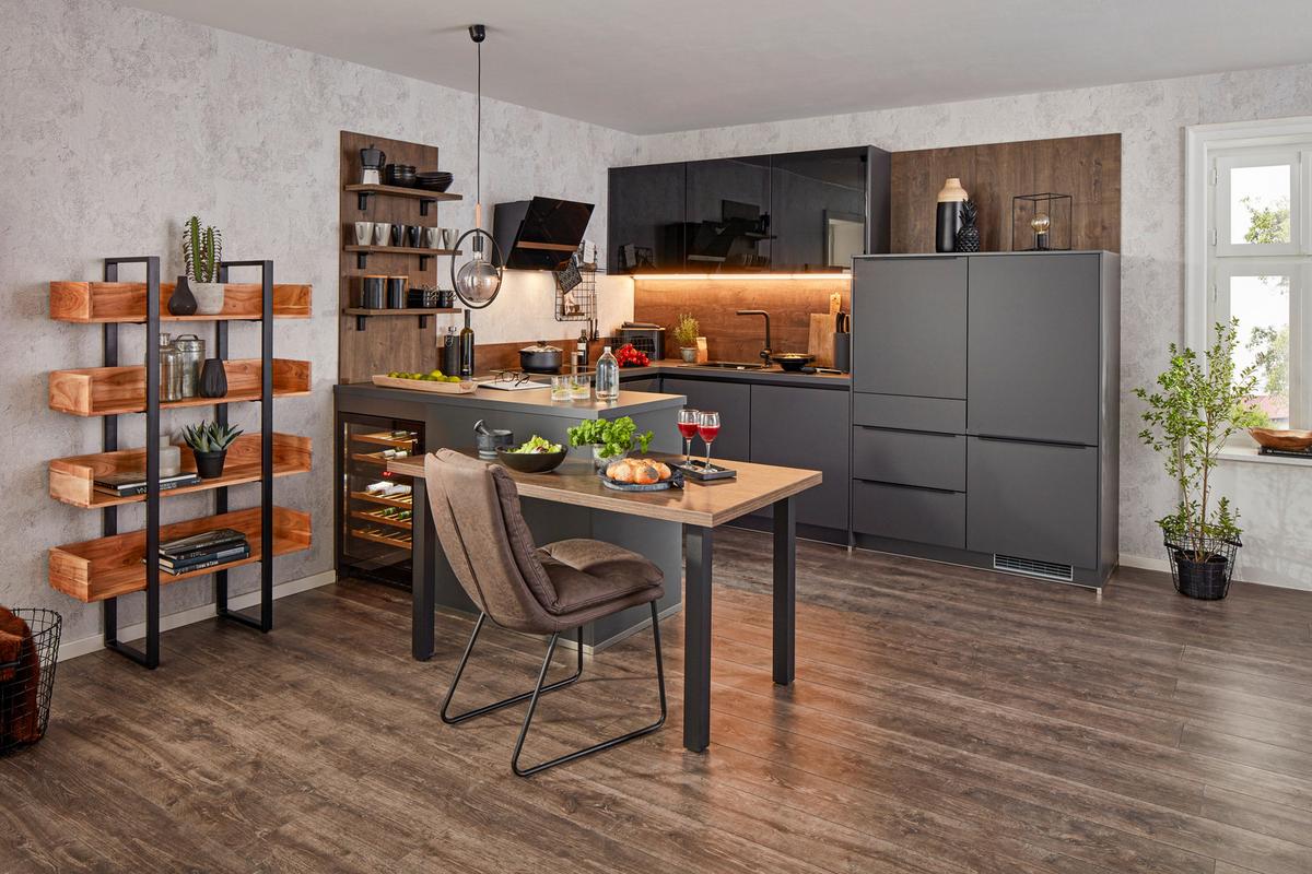 Einbauküche IP3150 - Graphitfarben, MODERN, Holzwerkstoff (255/305cm) - Impuls