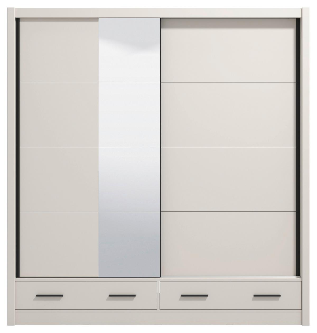 Schiebetürenschrank Albi Plus Kaschmirfarben - Kaschmir/Schwarz, KONVENTIONELL, Holzwerkstoff/Kunststoff (205/215,5/60cm) - Mömax