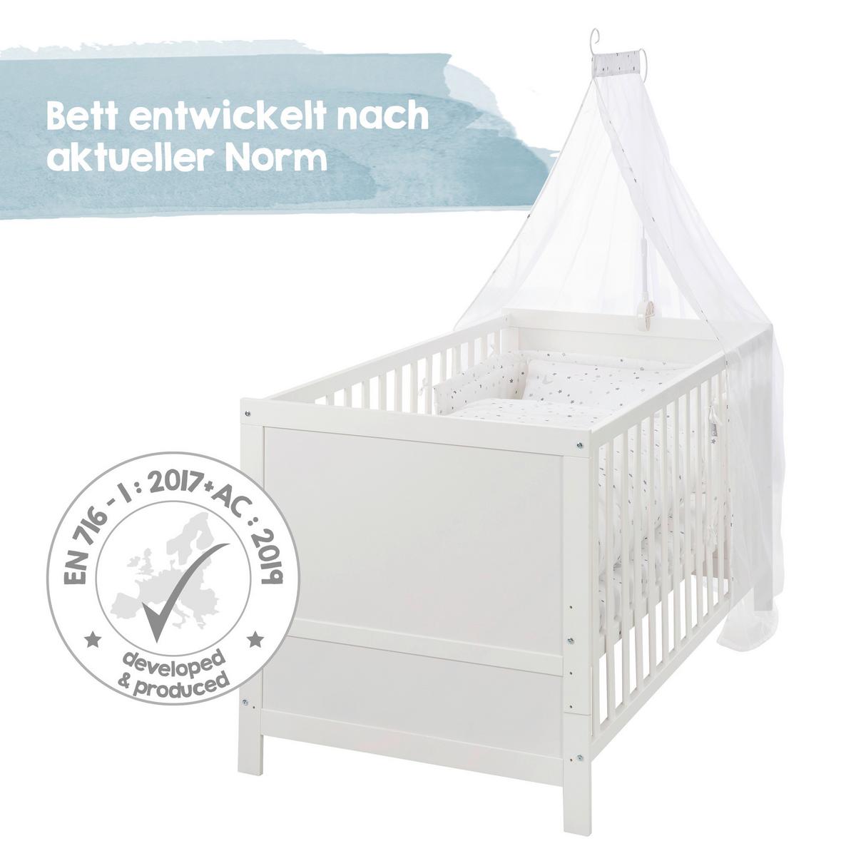Gitterbettset Magicstar Weiß ca. 70x140cm, 5-teilig - Holzwerkstoff/Textil (70/140cm) - Roba